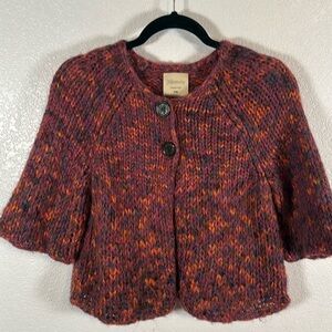 Relativity Colorful Y2K Artsy Bolero Alpaca Wool Blend Chunky Sweater Size PM
